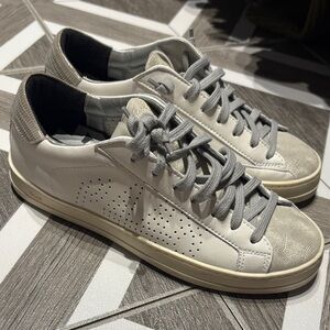 P448 White and Gray Perforated Sneakers